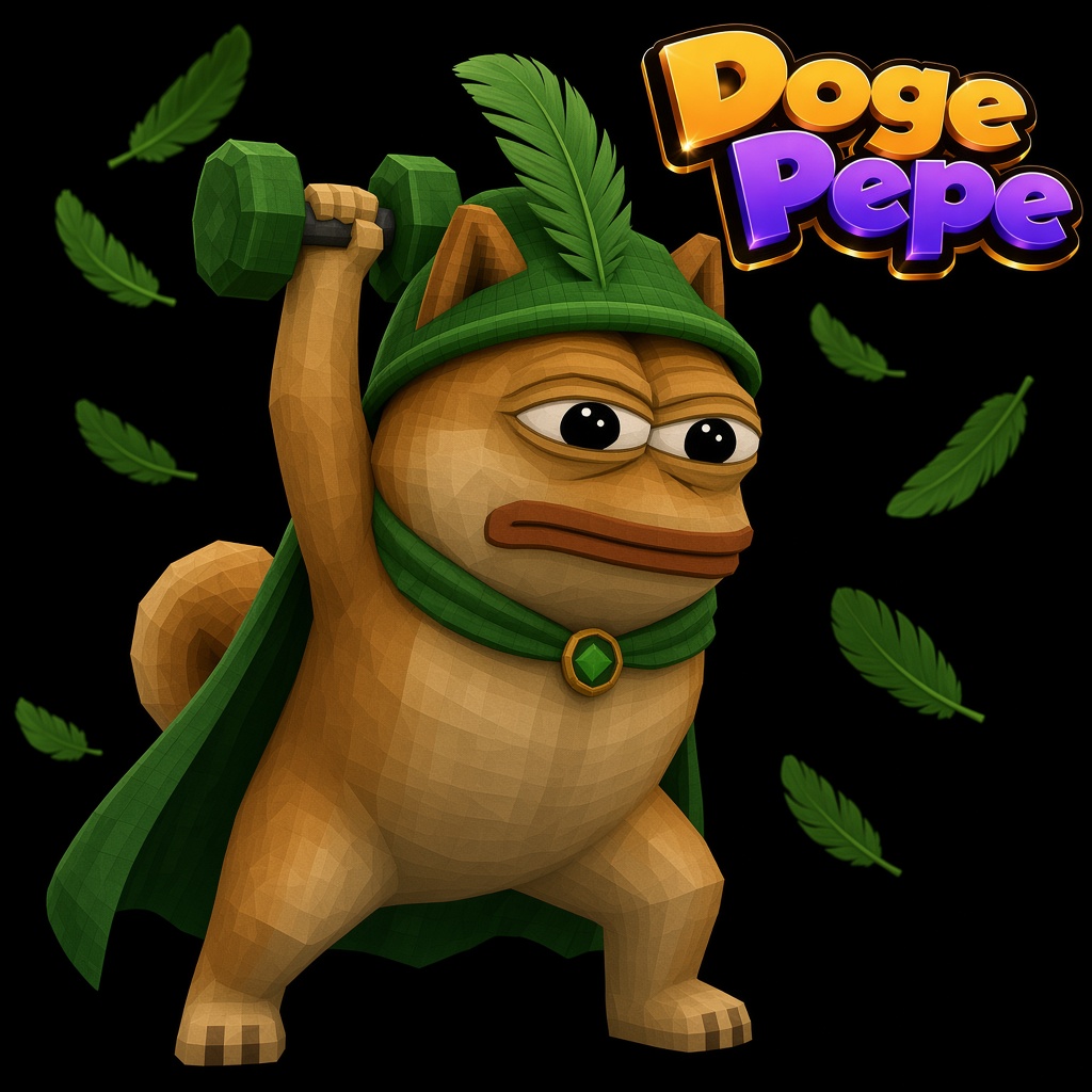 Doge Pepe lifting a dumbbell
